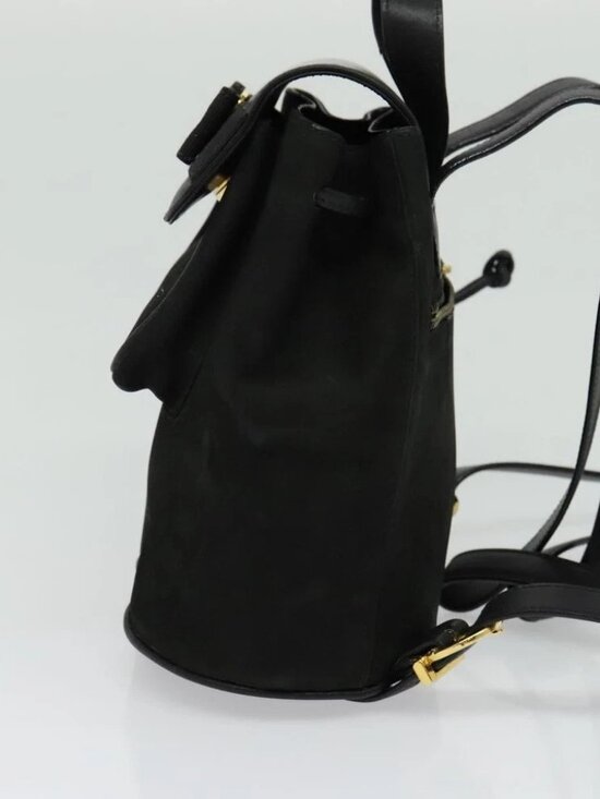 Salvatore Ferragamo Vala Vala Backpack Suede Black Gold Auth 133755 main image 7